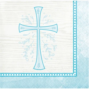 Servilletas desechables de papel de cóctel de bebida azul claro Religious - 16 unidades - Imagen 1 de 2