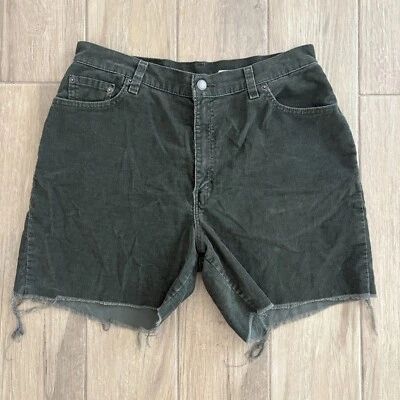 Pantalones Cortos De Colección Levi's 550 Pana Corte Para Mujer 12 MIS Verde Oliva Y2K Relajados Foto 1 de 4