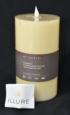 Pottery Barn Classic Flameless Faux Flickering Ivory Wax Pillar Candle 4"x7.75" - Image 1 of 4