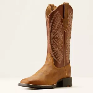 WOMEN'S 10051066 Round Up Ruidoso Western Boot PEARL|BURNISHED CHESTNUT - Picture 1 of 7