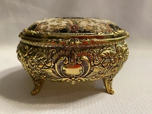 Golden Music Box Trinket Box Ornate - Picture 1 of 12