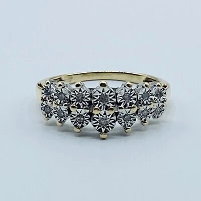 Anillo de cóctel de diamantes de oro de 9 quilates - Reino Unido talla M 1/2 - REF-2008 Foto 1 de 4