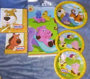Little Tikes Party supplies plates napkins tablecover Animals Birthday Nos