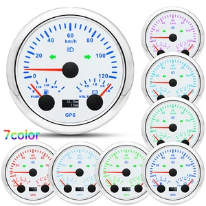 85mm White 3 IN 1 Gauge GPS Speedometer 120km/h with Fuel Level Voltmeter Gauge - Picture 1 of 11