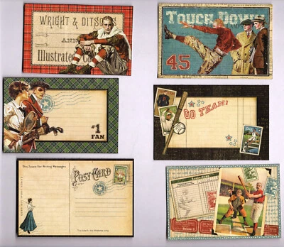 Graphic45 GOOD OL' SPORT (6pk) HAND CUT MINI EPHEMERA POCKET CARDS Double-Sided - Image 1 of 2