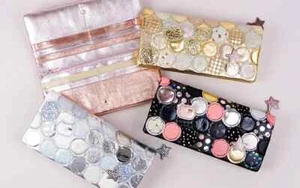 Original Tsumori Chisato CARRY Multi Dot Long Wallet Black Pink Gold Japan NEU - Bild 1 von 12