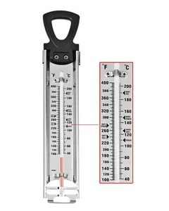 Candy Thermometer With Pot Clip & Hanging Ring Handle Stainless Steel Cooking Th - Picture 1 of 7