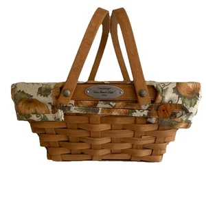 Longaberger 2006 Woven Memories Basket 2 Handles Pumpkin Cloth Liner 8x10 - Picture 1 of 11
