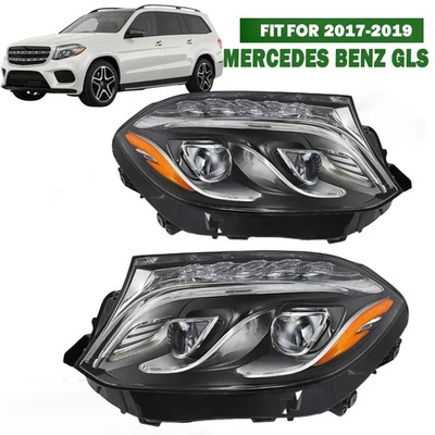 LH/RH Headlight For 17-2019 Mercedes-Benz GLS 350d/GLS 450/ GLS 550 /GLS 63 AMG - Image 1 of 4