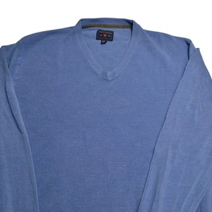 Saddlebred Big Tall V Neck Sweater Blue Acrylic 2XLT - Picture 1 of 4