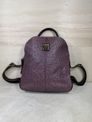 Dooney and Bourke Ostrich Leather Backpack Eggplant/Raisin Purple Ostrich RARE - Image 1 of 4