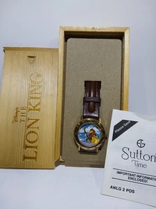 DISNEYANA-Watch-Disney Time Works-1990s-Lion King in wood collector box-MIB - Picture 1 of 14