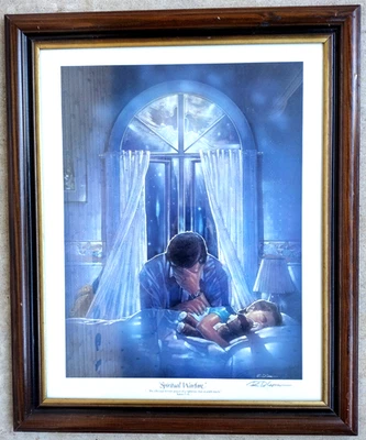 Impresión de arte religioso enmarcada guerra espiritual firmada a lápiz Ron DiCianni de colección Foto 1 de 4