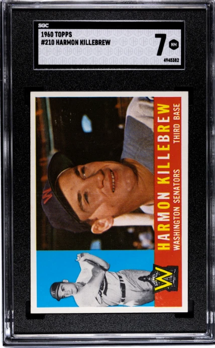 1960 Topps Harmon Killebrew SGC 7 casi nuevo - ¡Bonito centrado! Tarjeta de béisbol #210 Foto 1 de 2