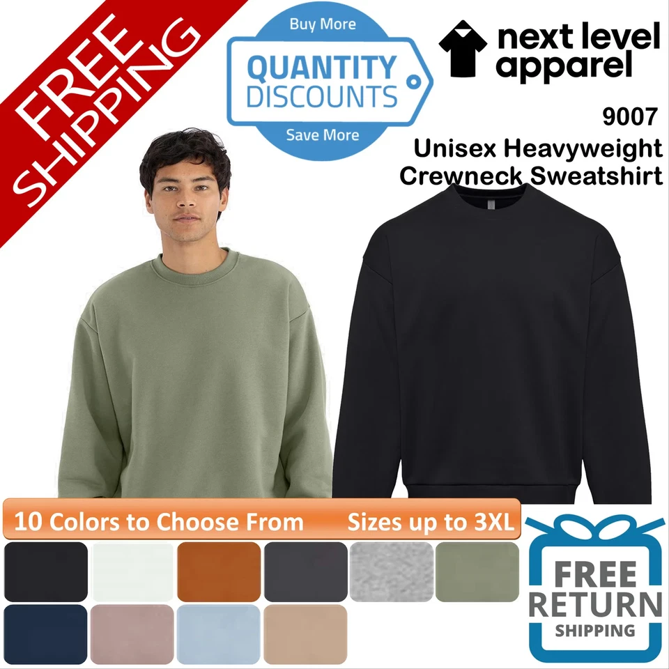 🔥 Next Level Unisex Heavyweight Crewneck Sweatshirt Blend Up To 3XL 9007 - Image 1 of 1