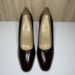 Gucci Tacchi, anni 70 Vintage Pelle Marrone Pump 35,5 B NUOVI MAI INDOSSATI - Foto 1 di 11