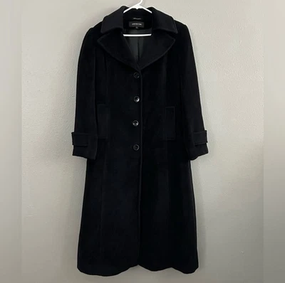 Jones New York Black Wool Angora Blend Long Trench Coat Overcoat Women’s Size 8 - Image 1 of 4