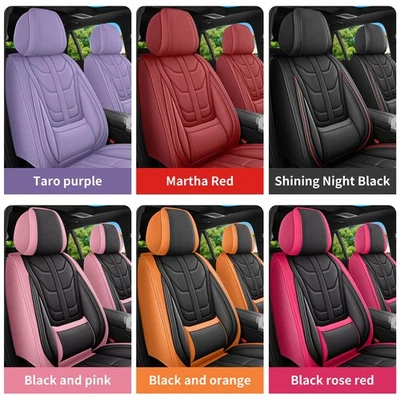 PU Leather Car Seat Cover Full Set w/ Padded Lumbar Support Universal Waterproof Foto 1 de 4
