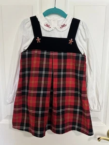 Janie and Jack Girl’s Christmas Dress Gingerbread Red Plaid 2 Piece Set Size 4 - Picture 1 of 9