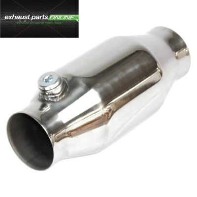 CATALYTIC CONVERTER 2.5" 100 CELL HIGH FLOW, STAINLESS STEEL ROUND, RACE CAT - image 1 of 3