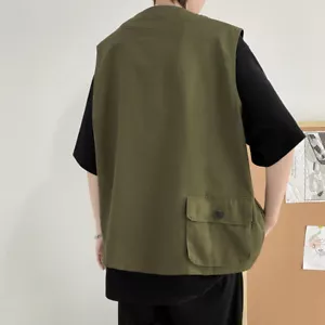 Gilet cargo uomo multitasche smanicato gilet giacca gilet estivo top sottile - Foto 1 di 15