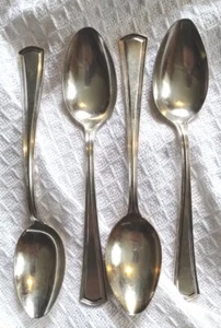 Cucharas de sopa Alvin charol plateado George Washington 4 piezas con monograma con F - Imagen 1 de 6