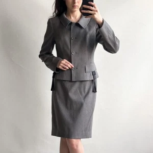 Valentino vintage 00s gray blazer and skirt suit set 44/m - Picture 1 of 7