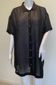 Elizabeth and Janey Black Sheer Silk Blouse Sz Small - Picture 1 of 7
