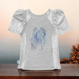 Disney Frozen 2 Anna Elsa Girl’s T-Shirt Tee Top Silver Purple Sz 9/10 NEW NWT - Picture 1 of 10