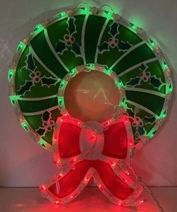 Vintage CHRISTMAS WREATH Window Silhouette Light Decoration Impact Plastics 17” - Picture 1 of 7