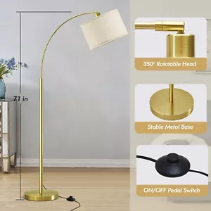 Arc Floor Lamp Living Room,Free Standing Adjustable 3 Color Temperatures Alexa - Picture 1 of 7