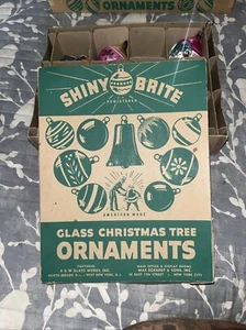 VTG Shiny & brite Christmas ornaments 1950 American made - Picture 1 of 21