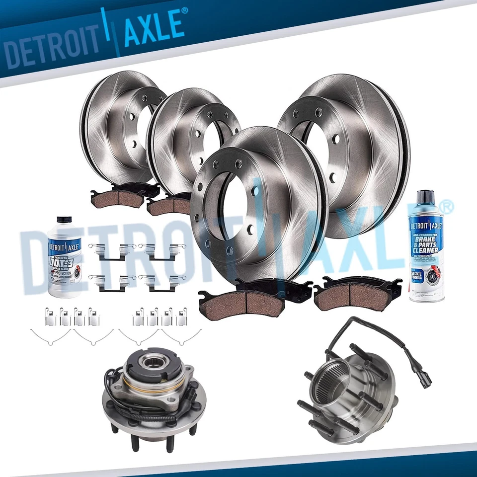 Rotores delanteros y traseros 4x4 pastillas de freno cojinete de rueda para Ford F-250 F-350 Super Duty Foto 1 de 4