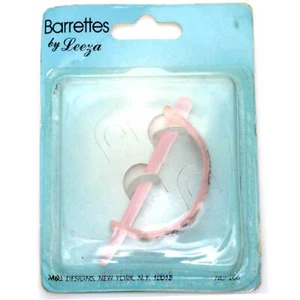 NOS 70s Vintage Pink Moonglow Lucite Hair Slide Barrette with Boho Floral Design - Picture 1 of 4