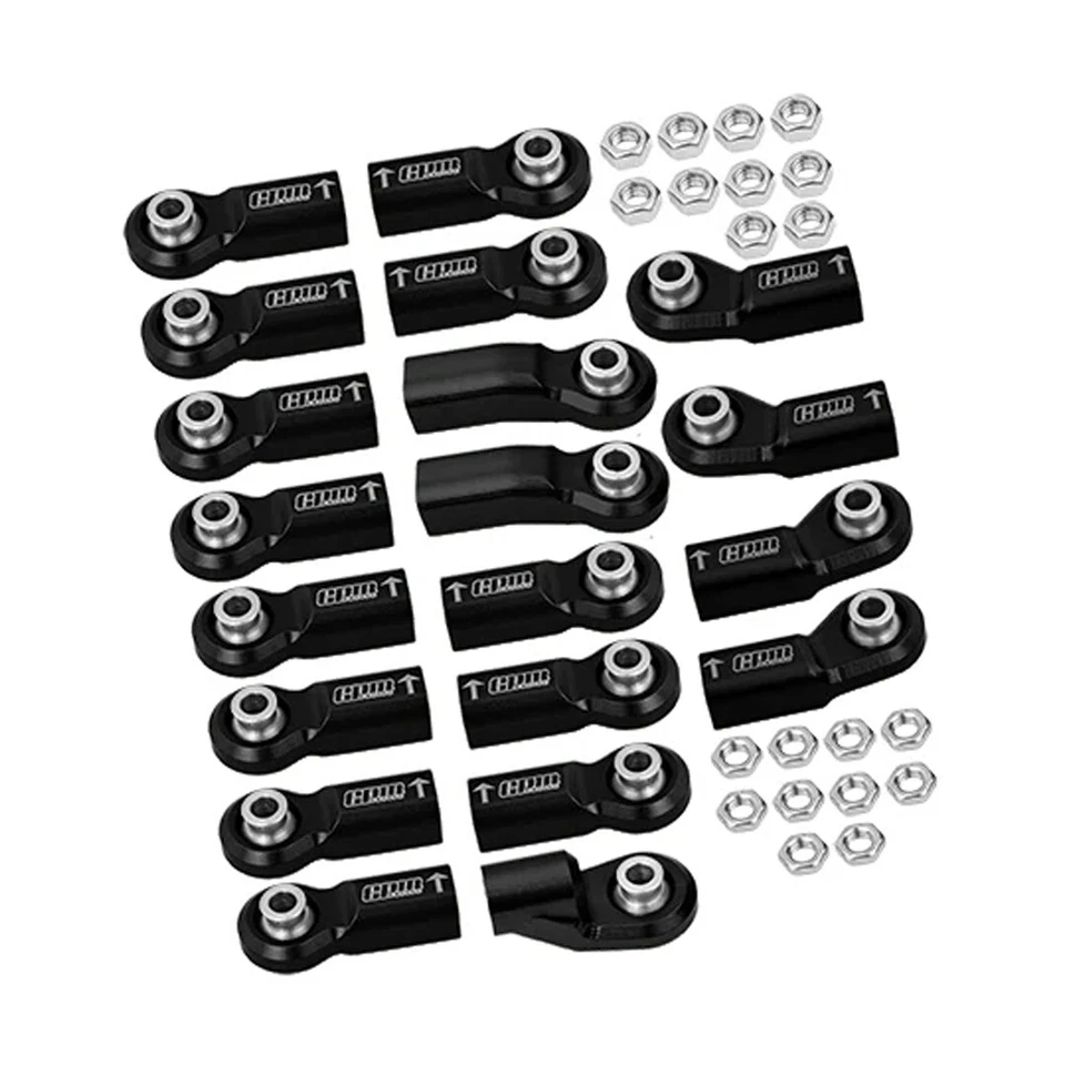 GPM F/R Link Bar & Front Steering Tie Rod Full Set Alum Ball Ends Black : SCX6 - Image 1 of 1