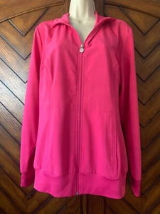 Cherokee infinity pink nursing medical scrub jacket size large - Picture 1 of 8