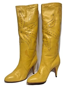 Stivali Caporicci vintage anni 80 pelle italiana giallo senape Marmolada tg 37 - Foto 1 di 8