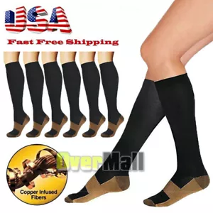 1-6X Compression Socks Stockings Womens Mens Knee High Medical 20-30 mmHG S-XXL - Picture 1 of 18