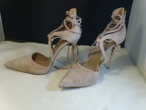 Le Silla Beige Suede Cutout Ankle Wrap Pump Size 38 BRAND NEW NEVER WORN - Picture 1 of 13