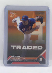 🟥 JUSTIN VERLANDER Traded to Houston Astros RED 9/10 Mets 2023 Topps Now #639