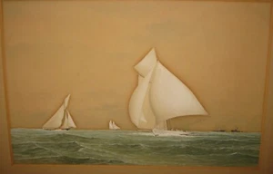 Pintura Antigua C McKnight Smith 1887 COPA DE AMÉRICA Voluntario v Cardo VELA - Imagen 1 de 12
