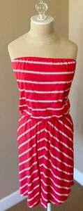 MICHAEL STARS Striped Strapless Blouson Tube Beach Dress Coverup OS Julius Coral - Picture 1 of 7
