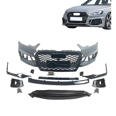 RS4 front bumper cover grille molding black gloss upgrade set for 2017- 19 A4 S4 Foto 1 de 4