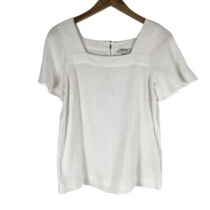 Madewell kurzärmeliges Shirt, Damen S, quadratischer Ausschnitt weiß Baumwolle - Bild 1 von 7