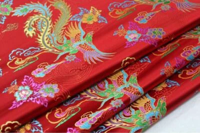 Faux Silk Brocade (Rainbow Phoenix) Jacquard Damask Kimono Fabric Material*BC33 - Image 1 of 4
