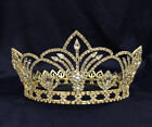 Crystal Rhinestones Crown w/Gold Plated.Round Crown.3.75"Tall.Pick Your Color! 
