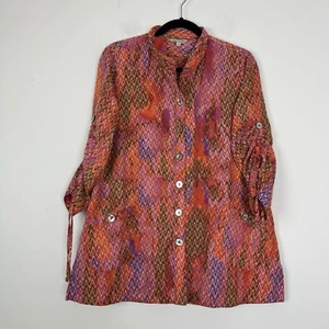 John Mark geometrische bunte Button-Down-Bluse lustig künstlerisch leicht Small - Bild 1 von 8