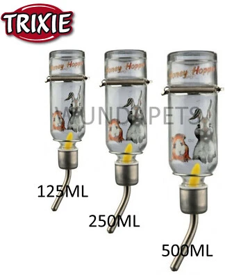 TRIXIE GLASS SMALL ANIMAL RABBIT HAMSTER HUTCH CAGE WATER BOTTLE 125 250 500 ML - Image 1 of 4