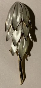 Spilla vintage FIORE con tono argento su oro - grande 3 1/4" - Foto 1 di 4
