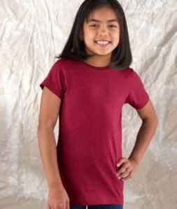 Girls' Fine Jersey Longer Length T-Shirt (Garnet) (Large) - Picture 1 of 1